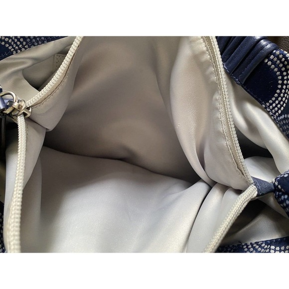 COACH Sophia Cobalt Navy Blue Dotted OP Signature Shoulder Satchel Retired style - Picture 6 of 12